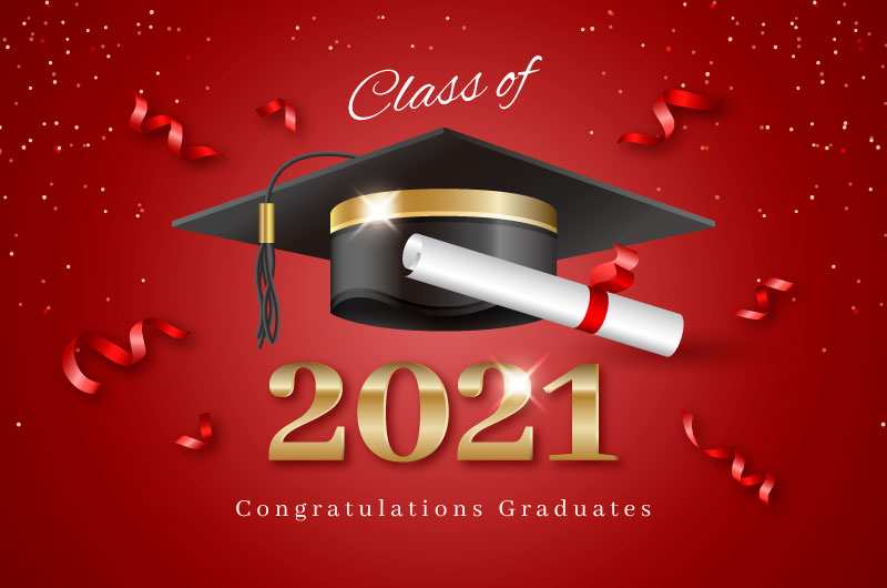 学士帽和学位证书设计2021毕业背景矢量素材