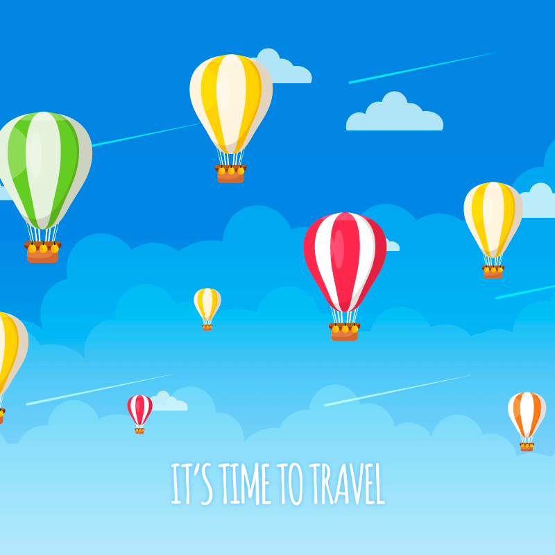 蓝天热气球设计旅行背景矢量素材