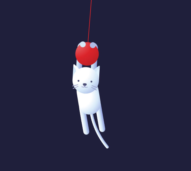 吊挂着的猫咪CSS3动画特效