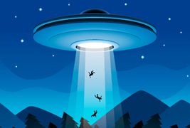 UFO入侵绑架矢量素材