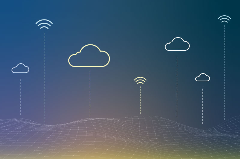 Wifi和云服务科技背景矢量素材