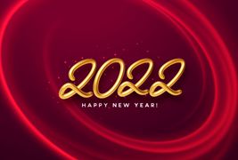 金色数字2022新年快乐背景矢量素材