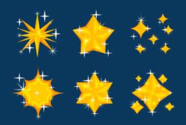 六个金光闪闪的星星矢量素材