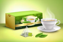逼真的绿茶包装广告设计矢量素材