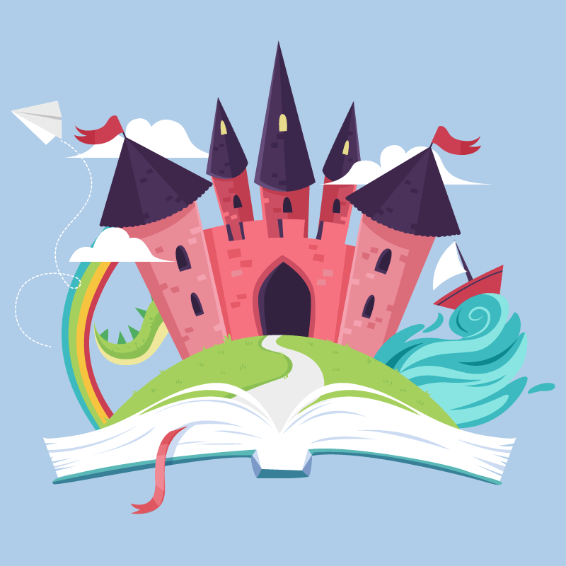 书中的童话城堡矢量素材