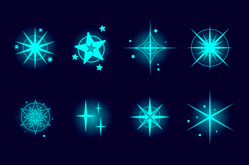 八个闪耀的星星矢量素材