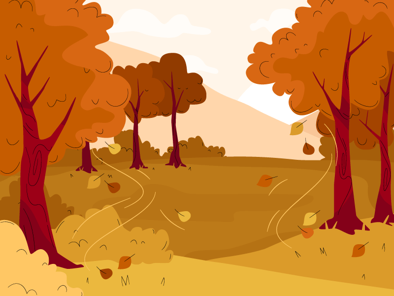 手绘树木落叶秋天背景矢量素材
