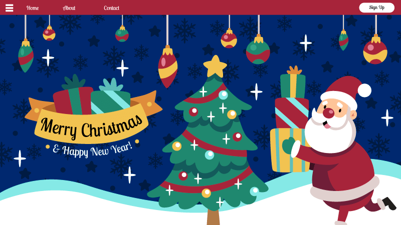 圣诞老人和圣诞树设计圣诞节网页矢量素材