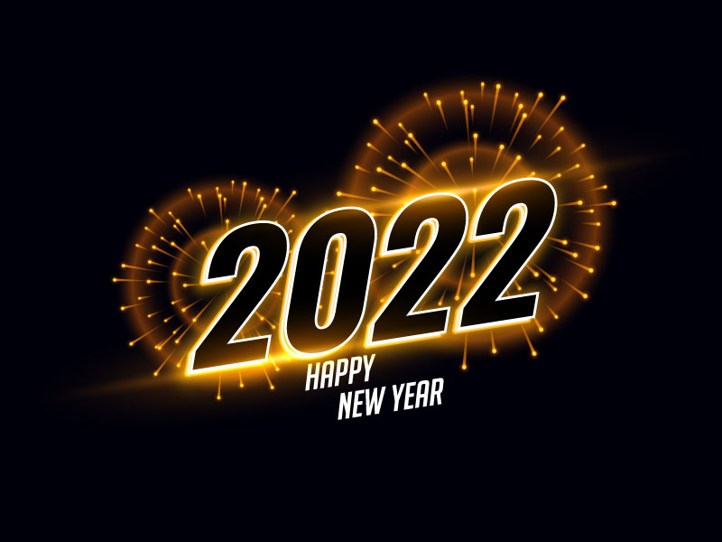 灿烂烟花设计2022新年快乐背景矢量素材