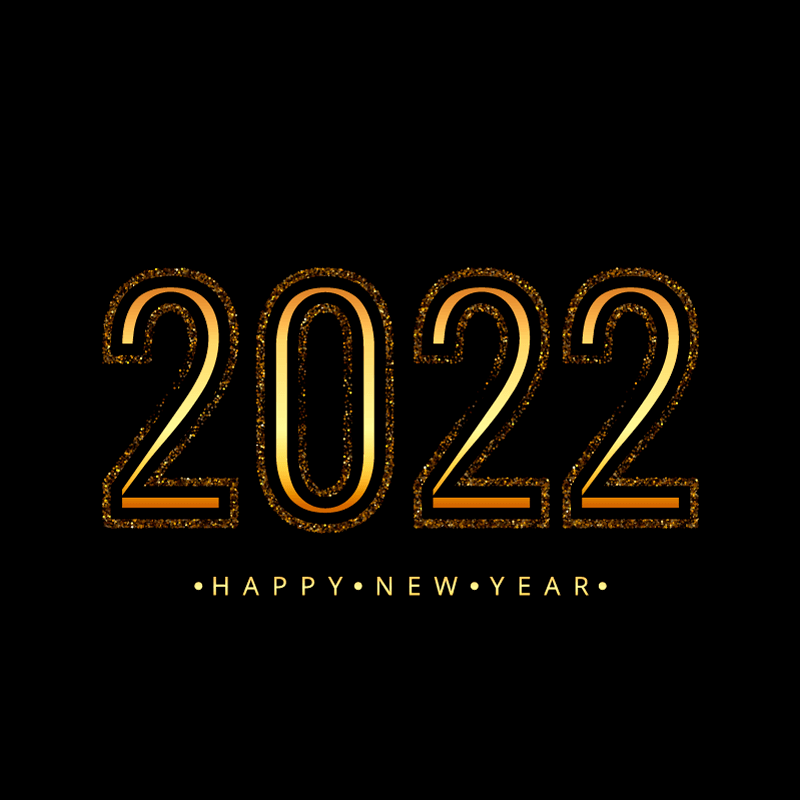 创意金色数字设计2022新年快乐矢量素材