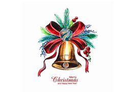 水彩风格圣诞节装饰铃铛矢量素材