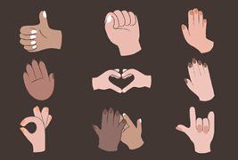 九种不同的手势手语矢量素材