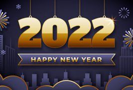 金色数字和烟花设计的2022新年快乐banner矢量素材