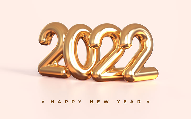 金色立体数字设计2022新年快乐素材