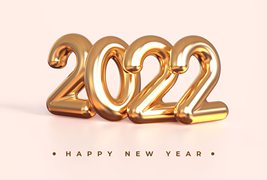 金色立体数字设计2022新年快乐素材
