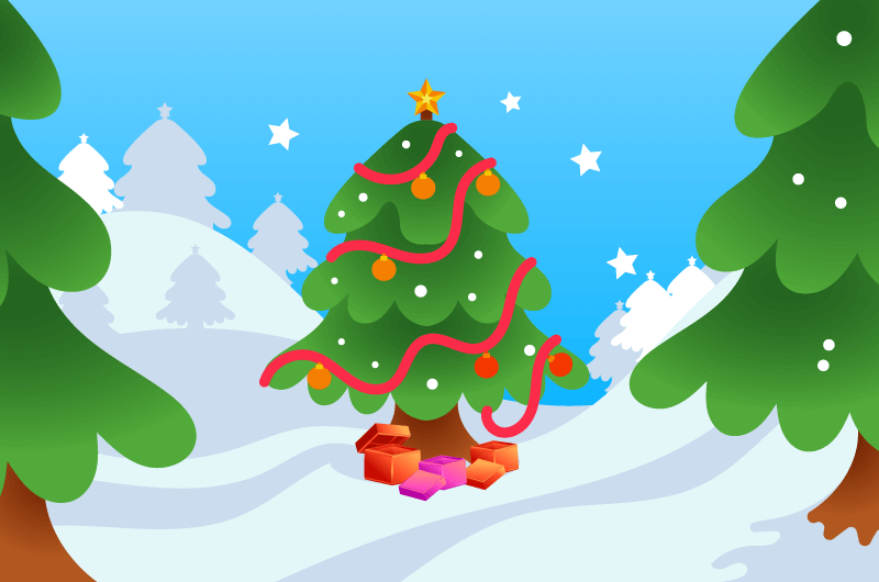 雪地里的圣诞树设计的圣诞节背景矢量素材