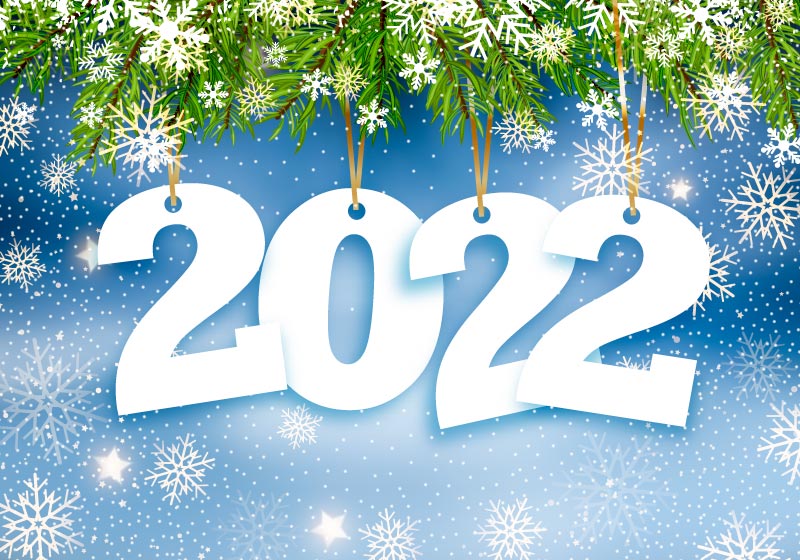 漫天飘雪2022新年快乐背景矢量素材