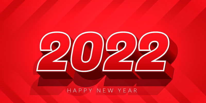 红色立体数字2022新年快乐矢量素材