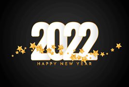 金色星星点缀设计的2022新年快乐背景矢量素材