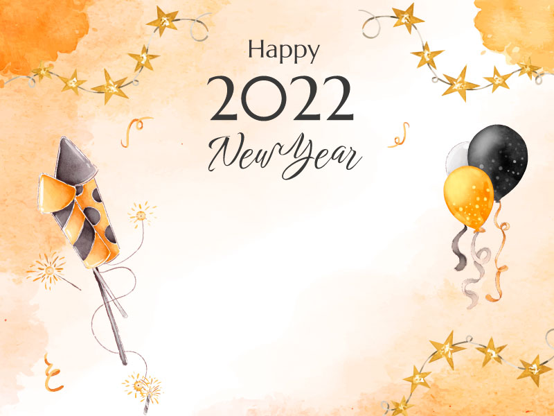 烟花和气球设计2022新年快乐背景矢量素材