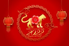 金色老虎2022春节快乐背景矢量素材