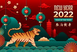 剪纸风格设计2022虎年春节背景矢量素材