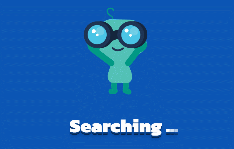 SVG卡通小人举望远镜搜索动画404网页模板