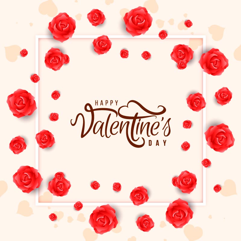 红色玫瑰花设计情人节快乐背景矢量素材