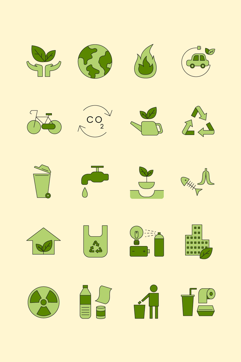 20个绿色环保图标集合矢量素材