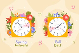 两个花卉装饰的时钟矢量素材