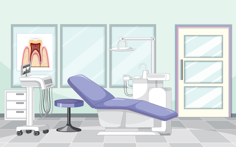 牙科诊所室内环境矢量素材