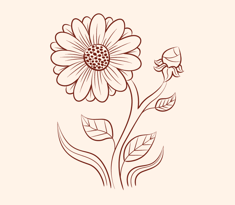 手绘简单花朵轮廓矢量素材