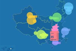 jQuery map中国地图悬停展开分店数量