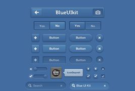 蓝色网站UI组件设计PSD素材