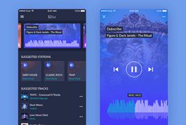紫色系音乐APP应用界面UI Sketch素材