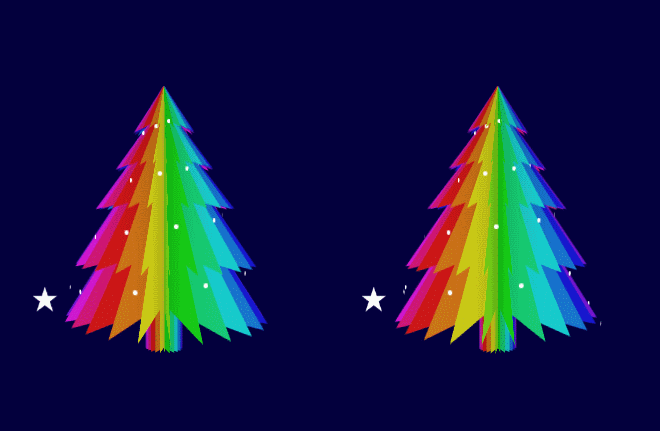 js+css3旋转的圣诞树动画特效