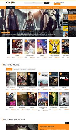 橙色的国外电影视频网站响应式模板html源码
