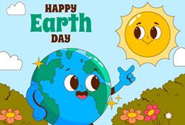 和太阳打招呼的地球设计世界地球日矢量素材