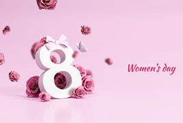 立体数字8和玫瑰花设计妇女节/女神节背景图片素材