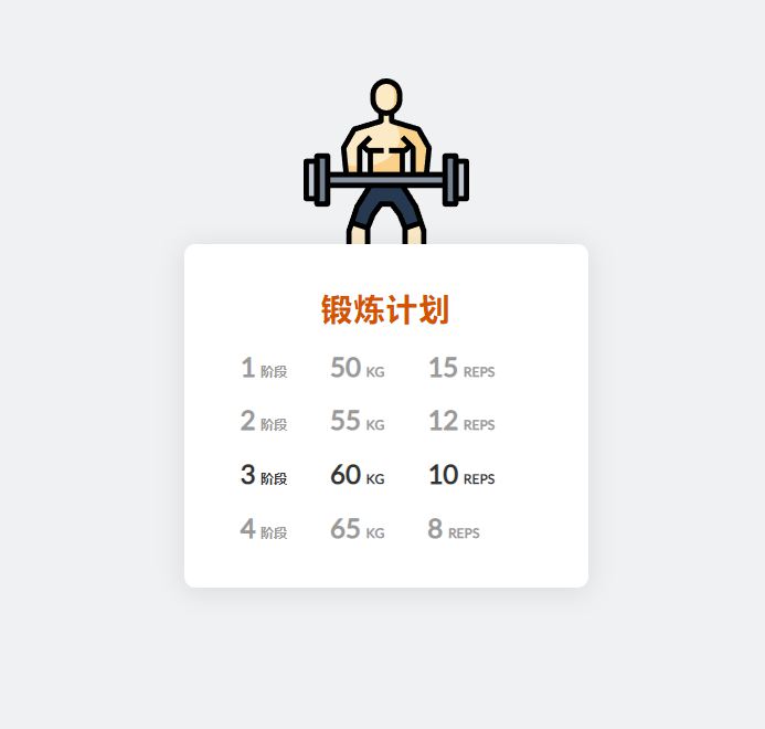 css3健身锻炼计划表格ui布局样式代码