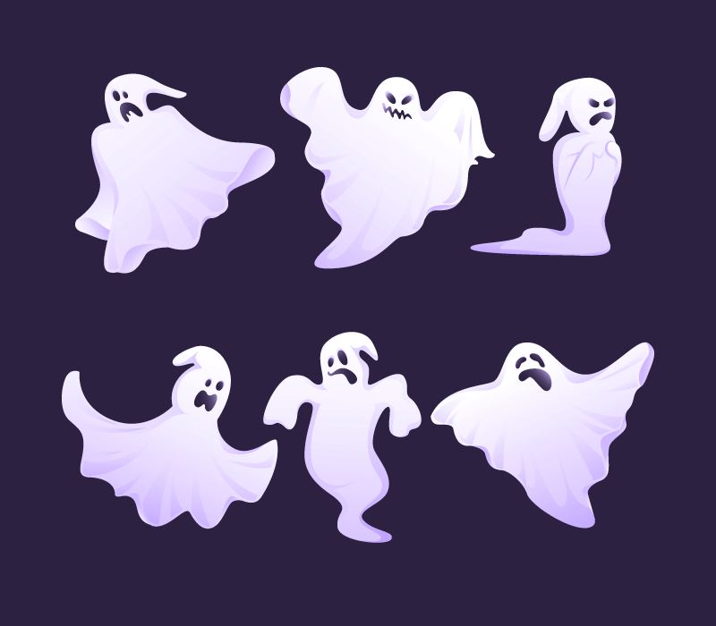 六个恐怖的幽灵/鬼魂矢量素材