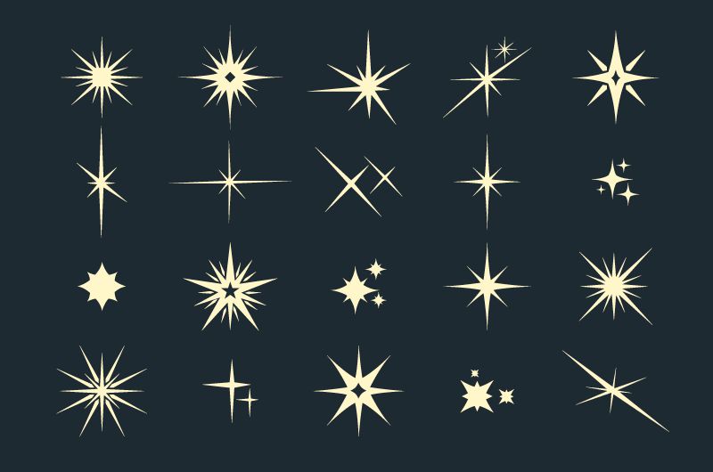 20个扁平风格的闪亮星星矢量素材