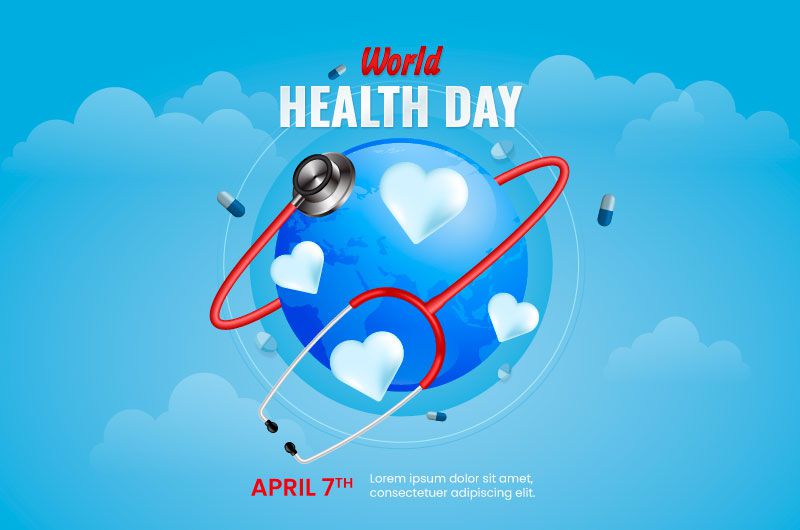 听诊器心脏地球设计世界卫生日矢量素材