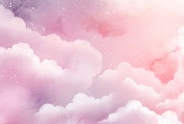 水彩粉色梦幻天空云朵背景矢量素材
